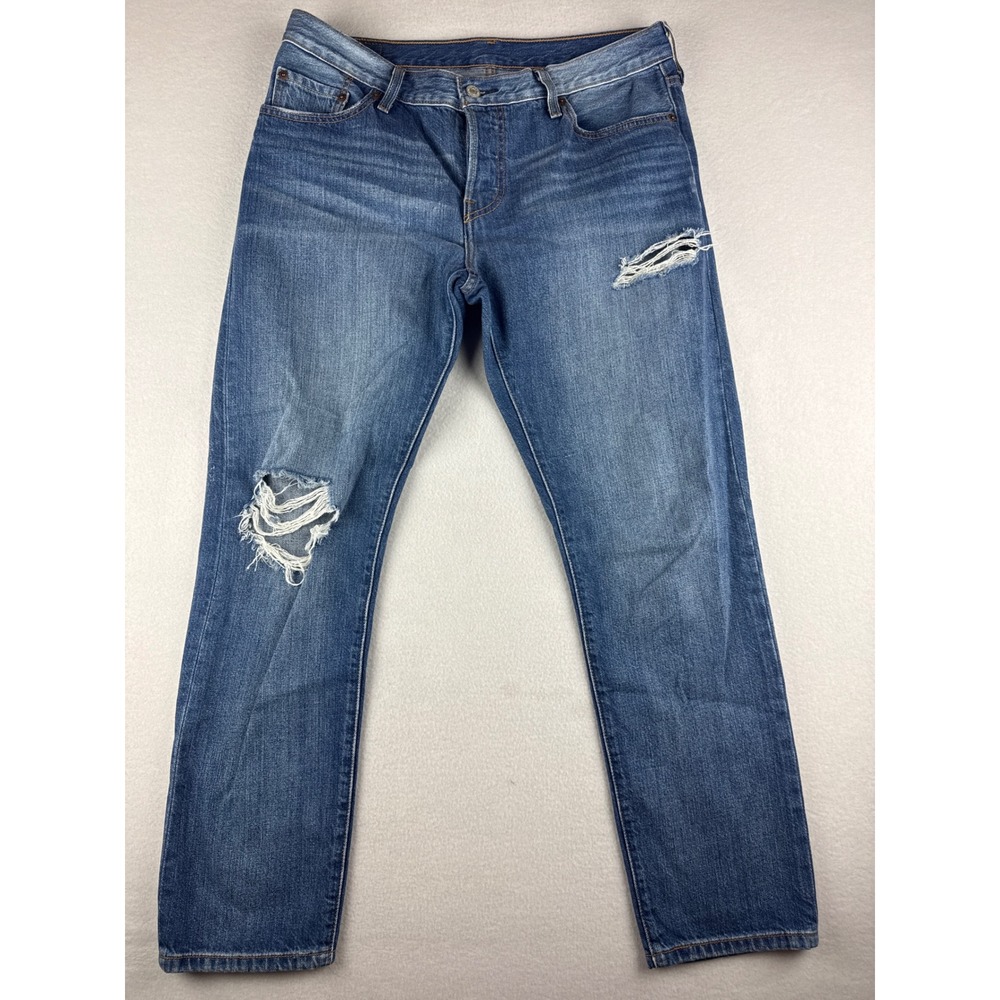 Levis 501 CT Custom Tapered Distressed Ripped Blue Jeans Medium Wash Women's 29